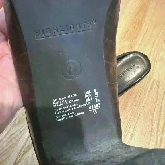 Highlights Square Toe Slip On Brown Heels Size 8 - Picture 7 of 9